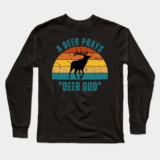 Deer Retro Sunset Long Sleeve T-Shirt